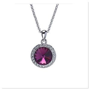 Magenta Round Swarovski Crystal Pendant Necklace